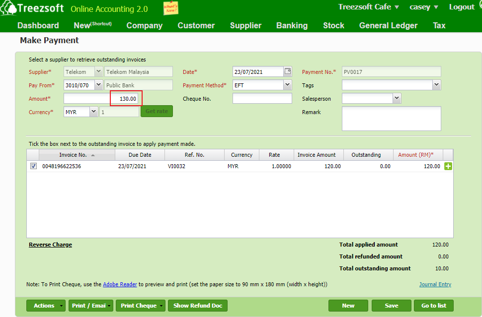 Supplier - How To Register Overpayment/underpayment For Suppliers ...