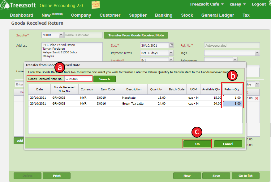 return - How to record Goods Received Returns? - Blog TreezSoft